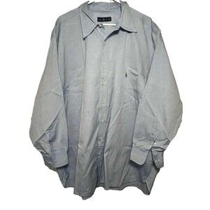 Ralph Lauren Button Down Shirt Men Size 20 Blue Long Sleeve